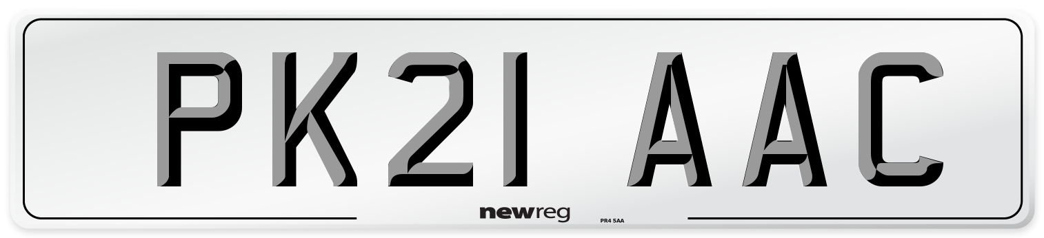 PK21 AAC Number Plate from New Reg